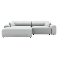 ECKSOFA in Velours, Feincord Silberfarben  178/292 cm  - Silberfarben/Schwarz, Design, Kunststoff/Textil (178/292cm) - home24