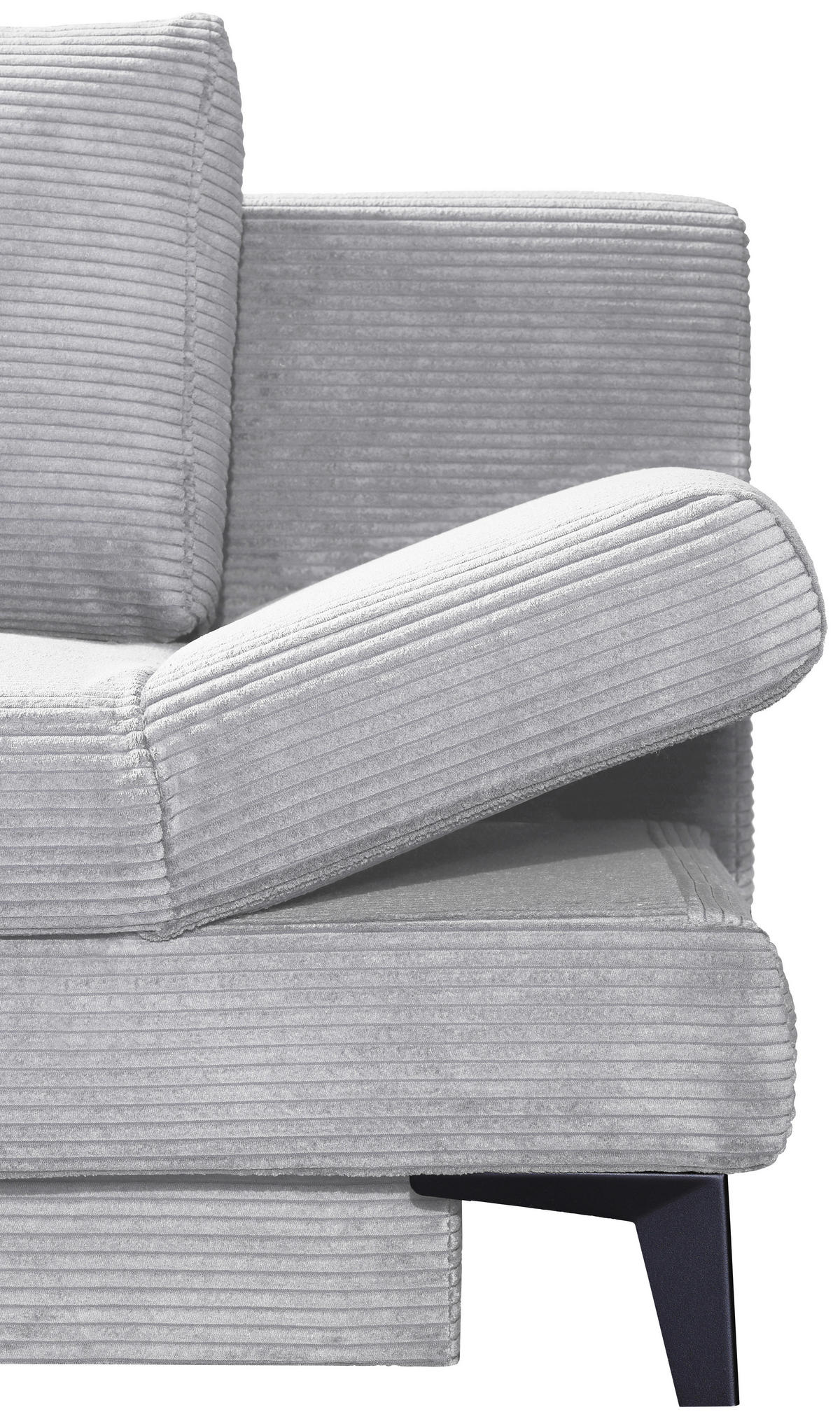 SCHLAFSOFA Cord Hellgrau  inkl. Bettkasten, Schlaffunktion, Armteilverstellung  - Hellgrau/Schwarz, Design, Textil/Metall (200/85/90cm) - Novel