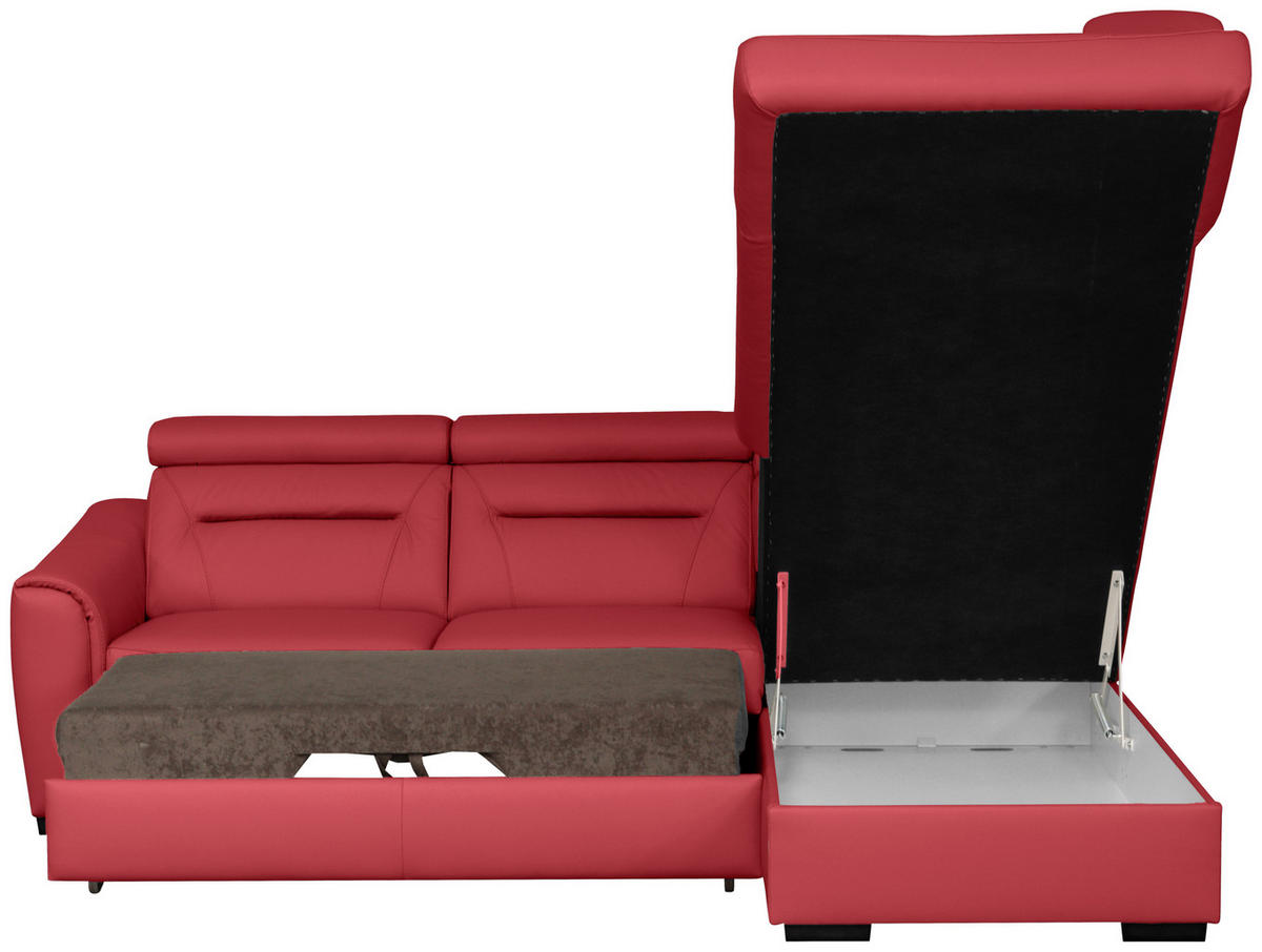 ECKSOFA Lederlook Echtleder Rot  - Wengefarben/Rot, Design, Leder/Holz (260/212cm) - Celina Home
