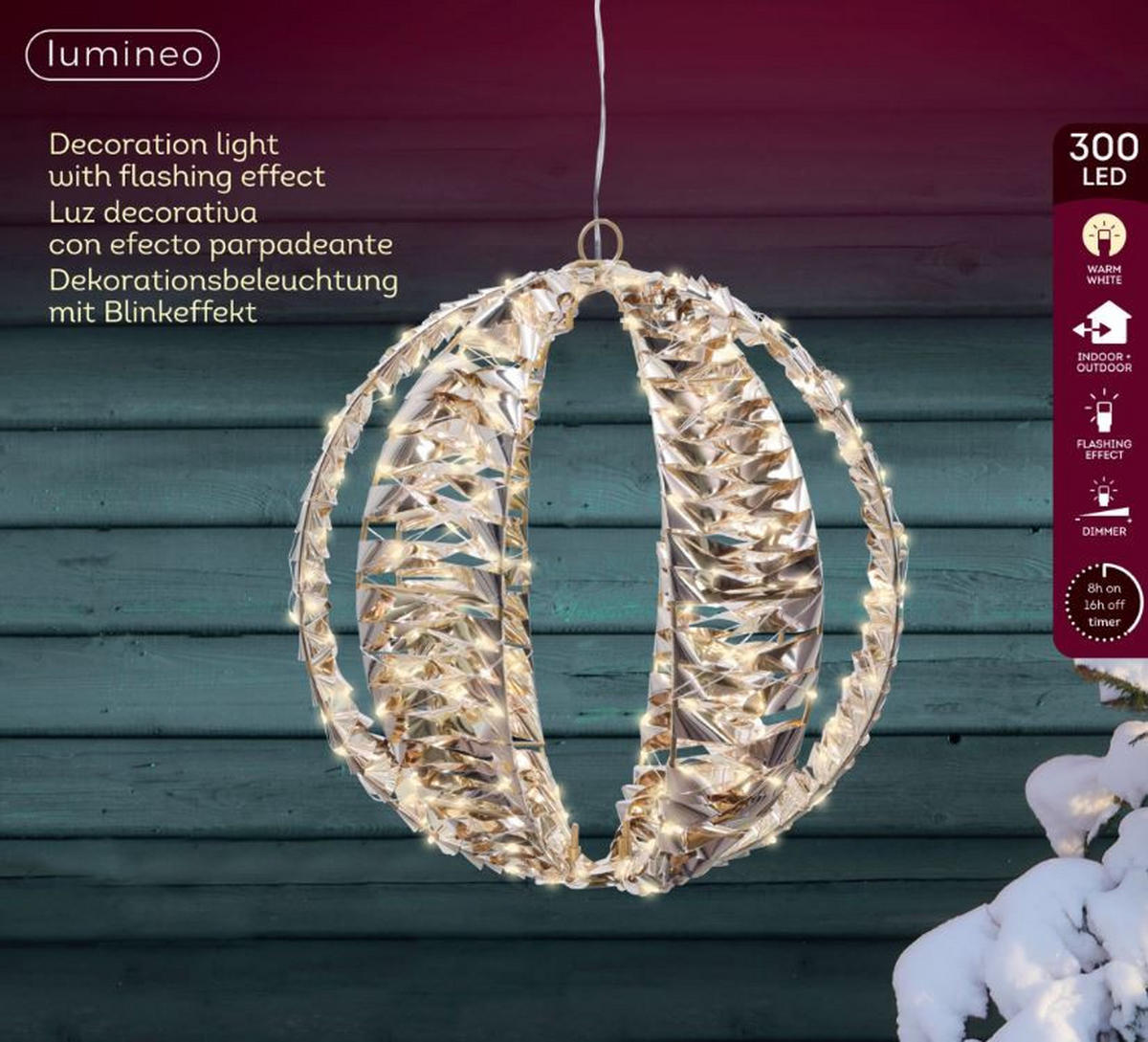 LED SVJETILJKA DEKORATIVNA  - zlatne boje, Basics, metal/plastika (30cm) - X-Mas