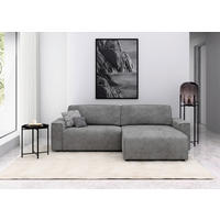 ECKSOFA CHANCE Hellgrau Cord  - Hellgrau/Schwarz, MODERN, Kunststoff/Textil (265/164cm) - Trendmanufaktur