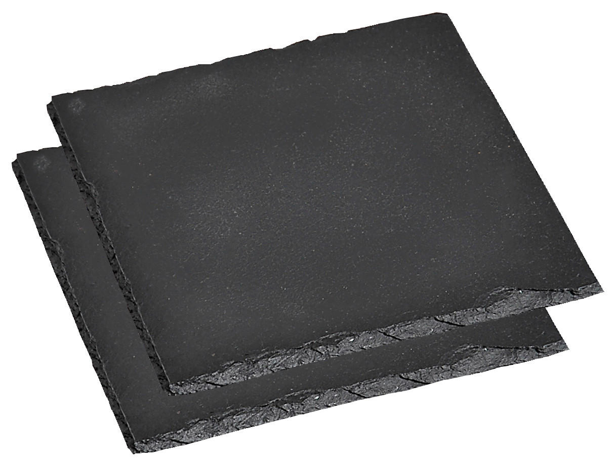 SERVIERPLATTEN-SET 2-teilig  - Schwarz, Basics, Stein (20,5/20,5/2cm) - Homeware Profession.