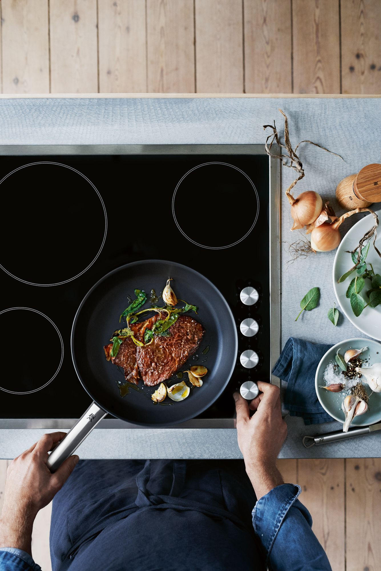 BRATPFANNE Steak Profi 24 cm  - Silberfarben/Schwarz, Design, Metall (24cm) - WMF