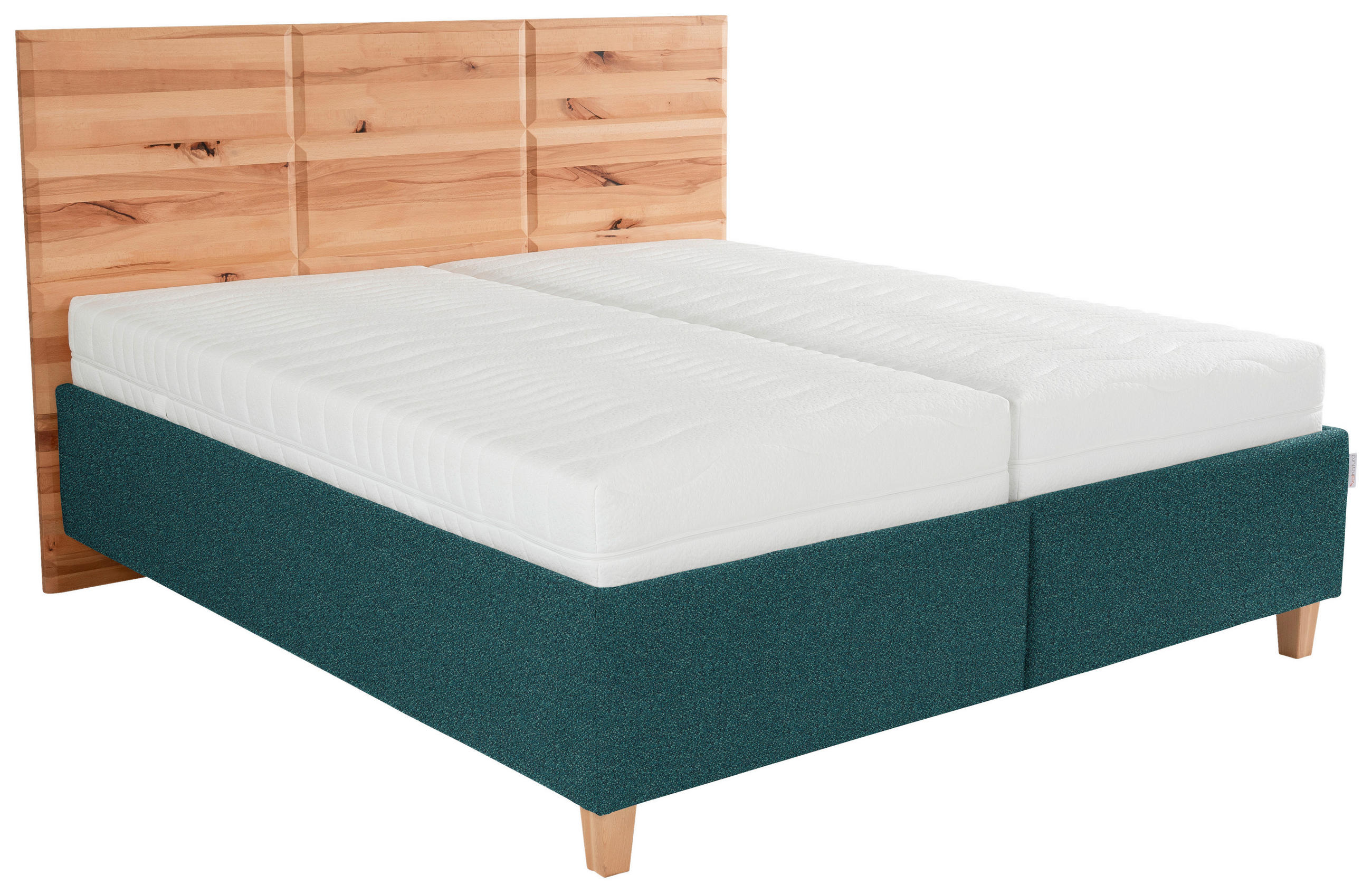POLSTERBETT 200/200 cm  in Buchefarben, Petrol  - Weiss/Buchefarben, Design, Holz/Textil (200/200cm) - Valnatura