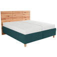 POLSTERBETT Matratze, Lattenrost, Bettkasten Buchefarben, Petrol 180/200 cm  - Buchefarben/Petrol, Design, Holz/Textil (180/200cm) - Valnatura