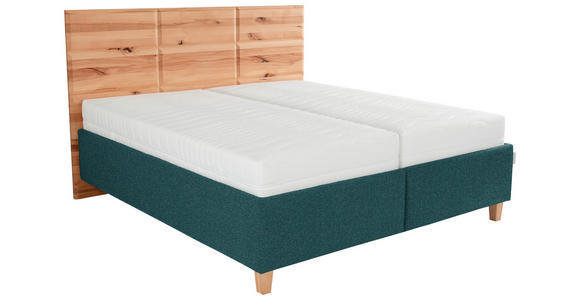 POLSTERBETT Matratze, Lattenrost, Bettkasten Buchefarben, Petrol 180/200 cm - Buchefarben/Petrol, Design, Holz/Textil (180/200cm) - Valnatura