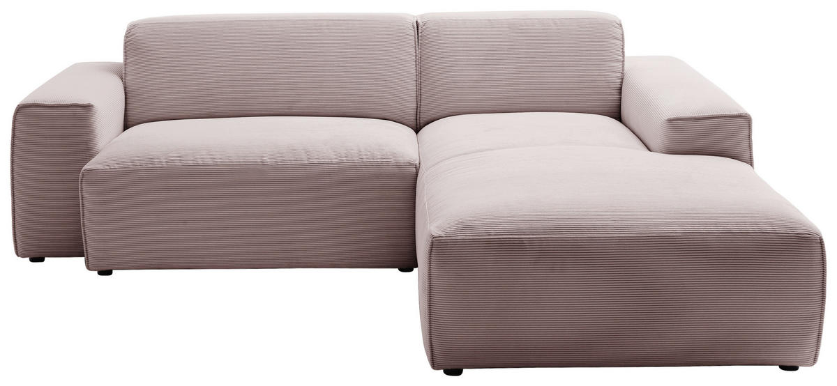 ECKSOFA in Cord Altrosa  230/189 cm  - Schwarz/Altrosa, Design, Kunststoff/Textil (230/189cm) - Pure Home Lifestyle