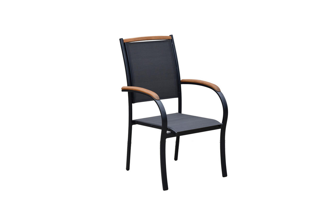 GARTENTISCHGRUPPE beschichtet AkazieHartholz Aluminium  - Graphitfarben/Grau, KONVENTIONELL, Holz/Textil - Gardenson