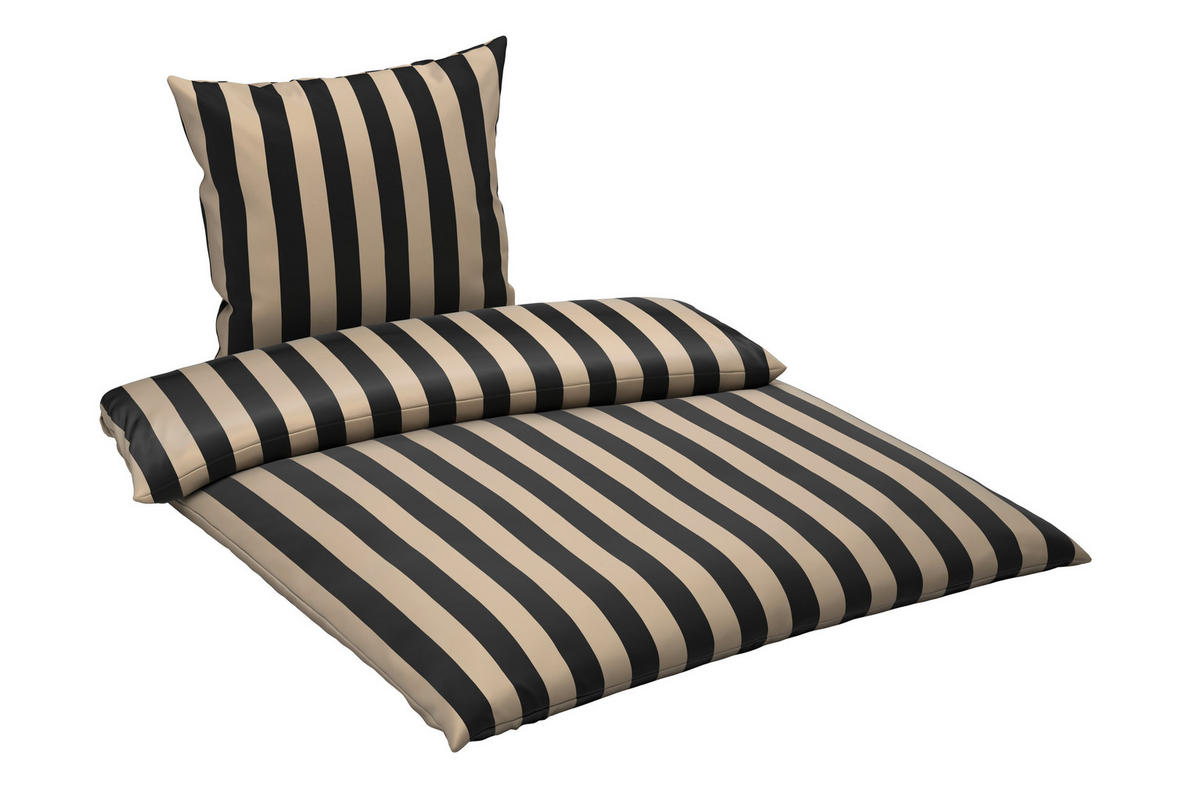 BETTWÄSCHE Satin 155/220 cm  - Taupe/Schwarz, Textil (155/220cm) - Novel