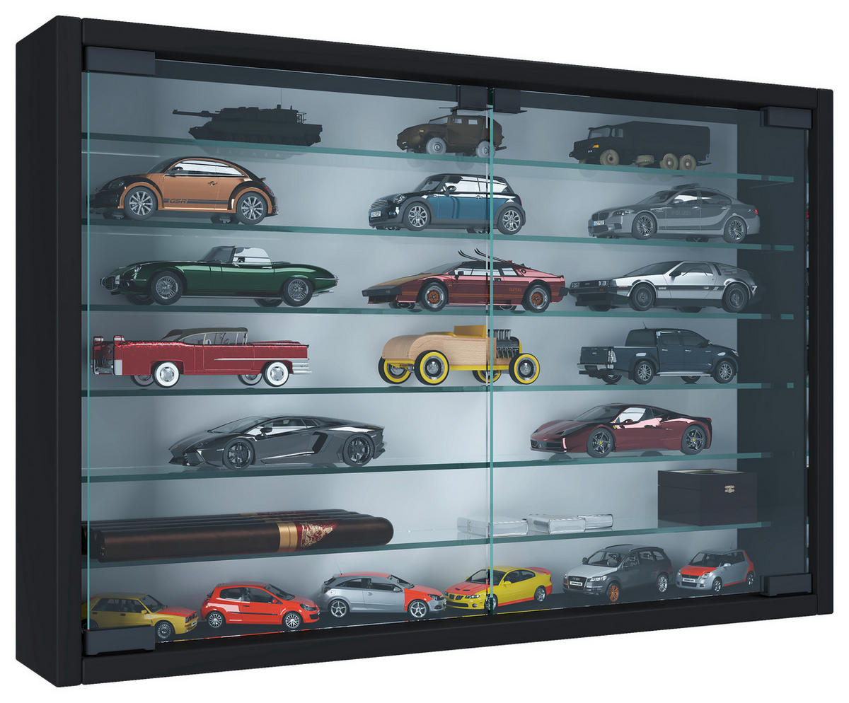HÄNGEVITRINE in Schwarz  - Schwarz, Modern, Glas/Holzwerkstoff (60/40/10cm) - MID.YOU