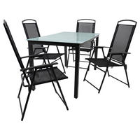 GARTENTISCHGRUPPE  - Anthrazit/Schwarz, Basics, Glas/Textil - Gardenson