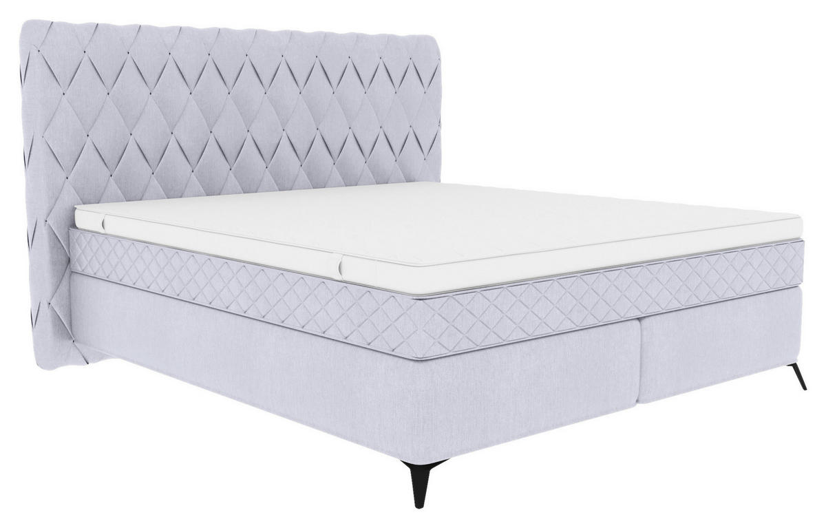 BOXSPRINGBETT 180/200 cm  in Hellgrau  - Hellgrau/Schwarz, Design, Textil/Metall (180/200cm) - Boxxx