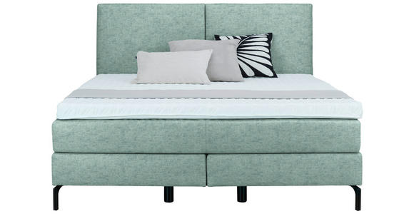 BOXSPRINGBETT 180/200 cm in Petrol - Petrol/Schwarz, KONVENTIONELL, Textil/Metall (180/200cm) - Dieter Knoll