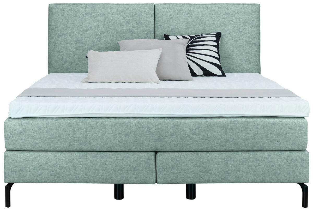 BOXSPRINGBETT 180/200 cm  in Petrol  - Petrol/Schwarz, Konventionell, Textil/Metall (180/200cm) - Dieter Knoll