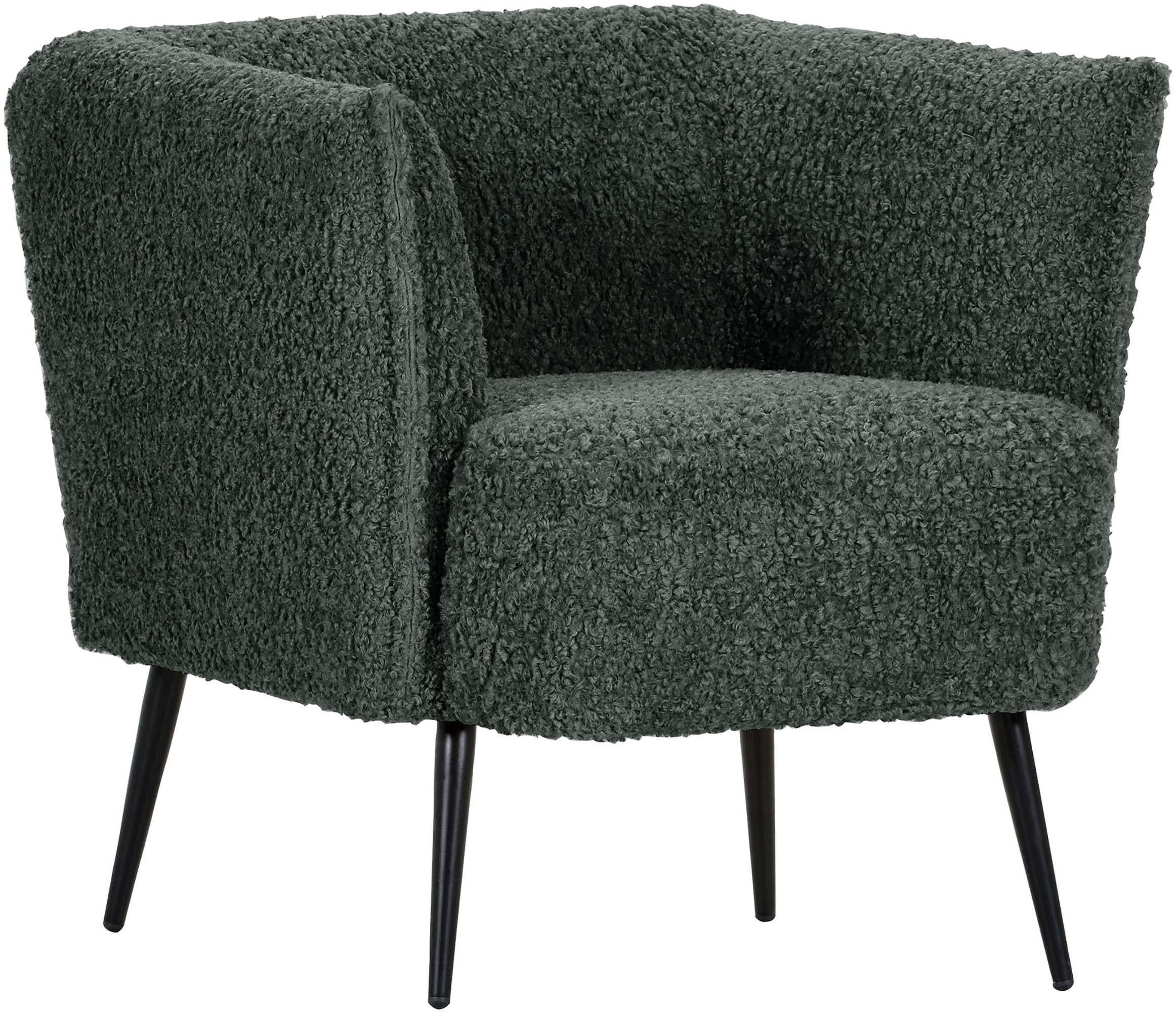 SESSEL in Plüsch Dunkelgrün  - Dunkelgrün/Schwarz, Design, Textil/Metall (76/73/76cm) - Landscape