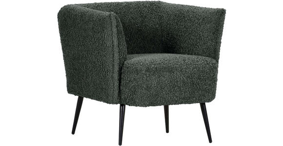 SESSEL in Plüsch Dunkelgrün  - Dunkelgrün/Schwarz, Design, Textil/Metall (76/73/76cm) - Landscape