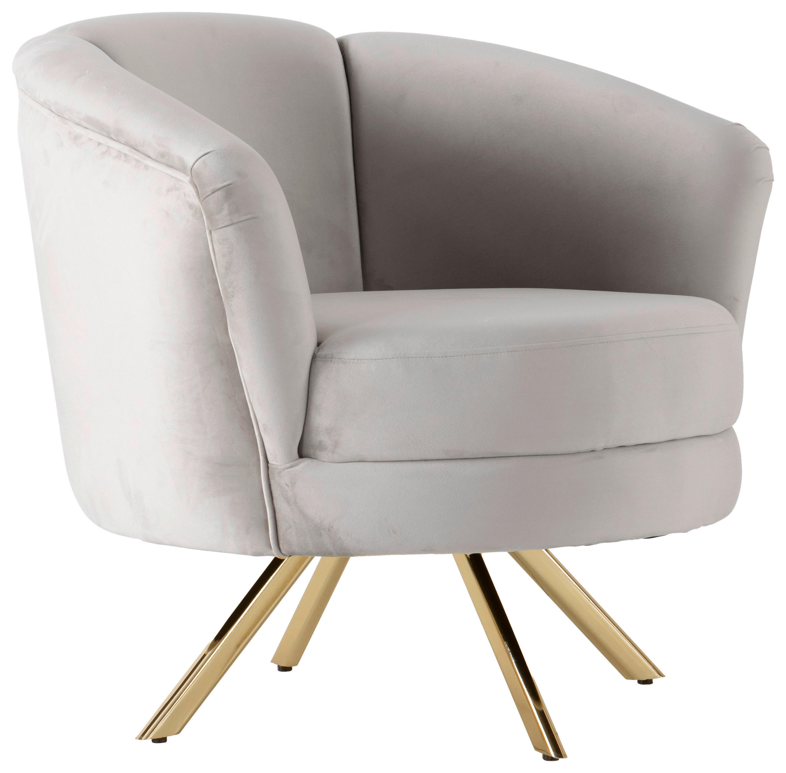 SESSEL Samt Beige    - Beige/Goldfarben, Design, Textil (83/83/88cm) - Livetastic