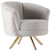 SESSEL Samt Beige    - Beige/Goldfarben, Design, Textil (83/83/88cm) - Livetastic