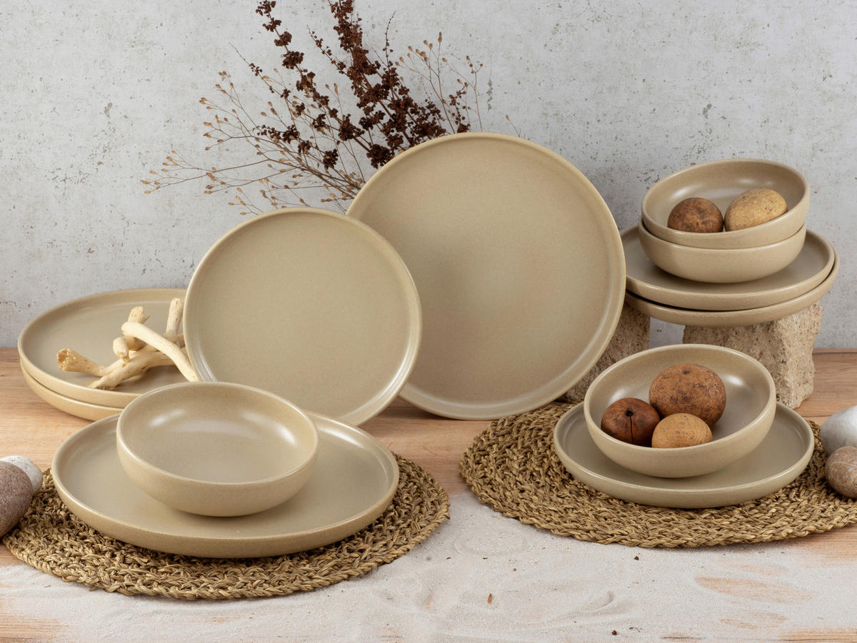 SERVIS 12 delar  - sandfärgad, Trend, keramik (43/40/37cm) - Creatable