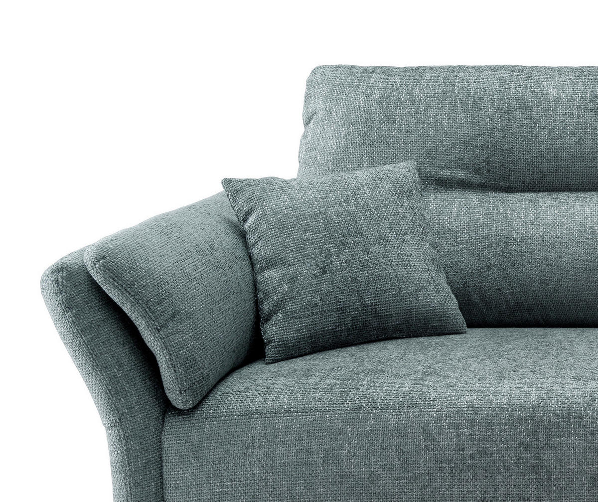 ECKSOFA Blaugrau Struktur  - Blaugrau/Schwarz, MODERN, Holz/Textil (269/172cm) - MID.YOU