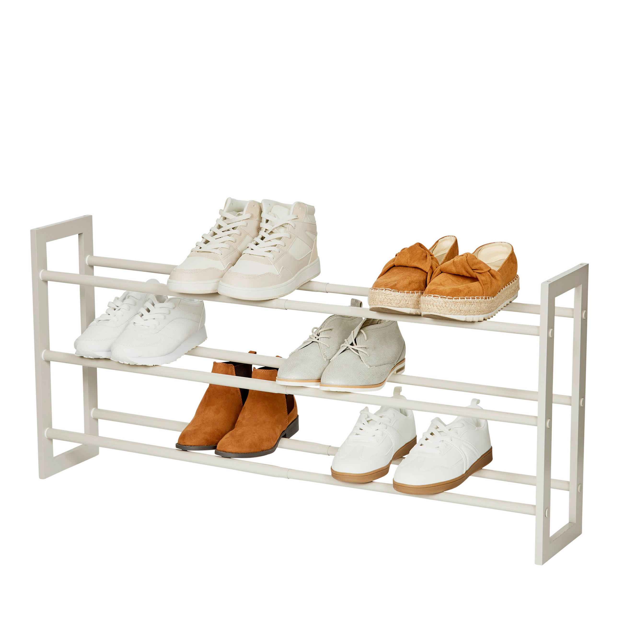 SCHUHREGAL Greige  - Greige, Basics, Holz/Metall (54,5-99/17/45,5cm) - LOVE IT STORE IT