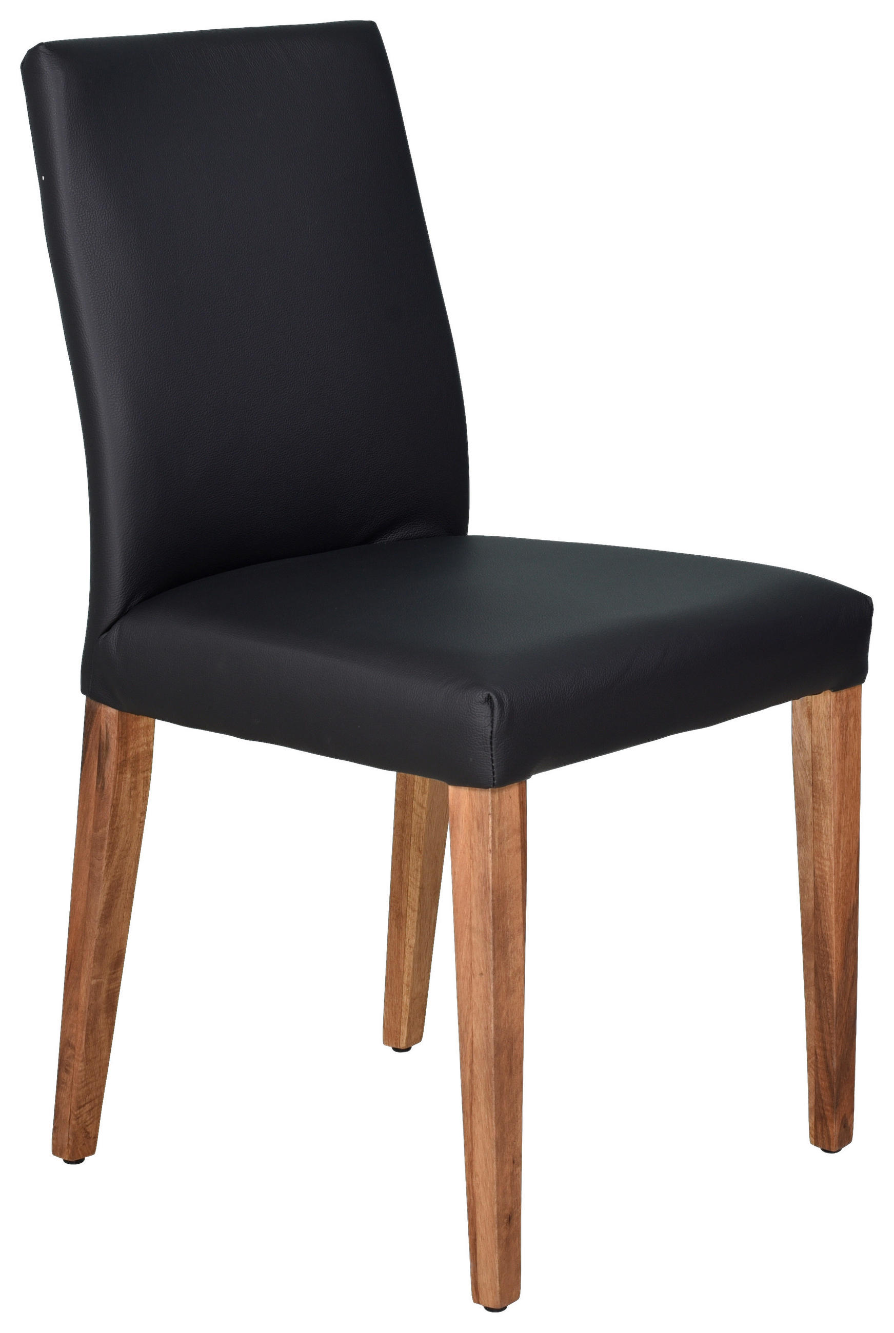 STUHL  in Echtleder  - Nussbaumfarben/Schwarz, Konventionell, Leder/Holz (45/89/44cm)
