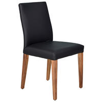 STUHL  in Echtleder  - Nussbaumfarben/Schwarz, Konventionell, Leder/Holz (45/89/44cm)