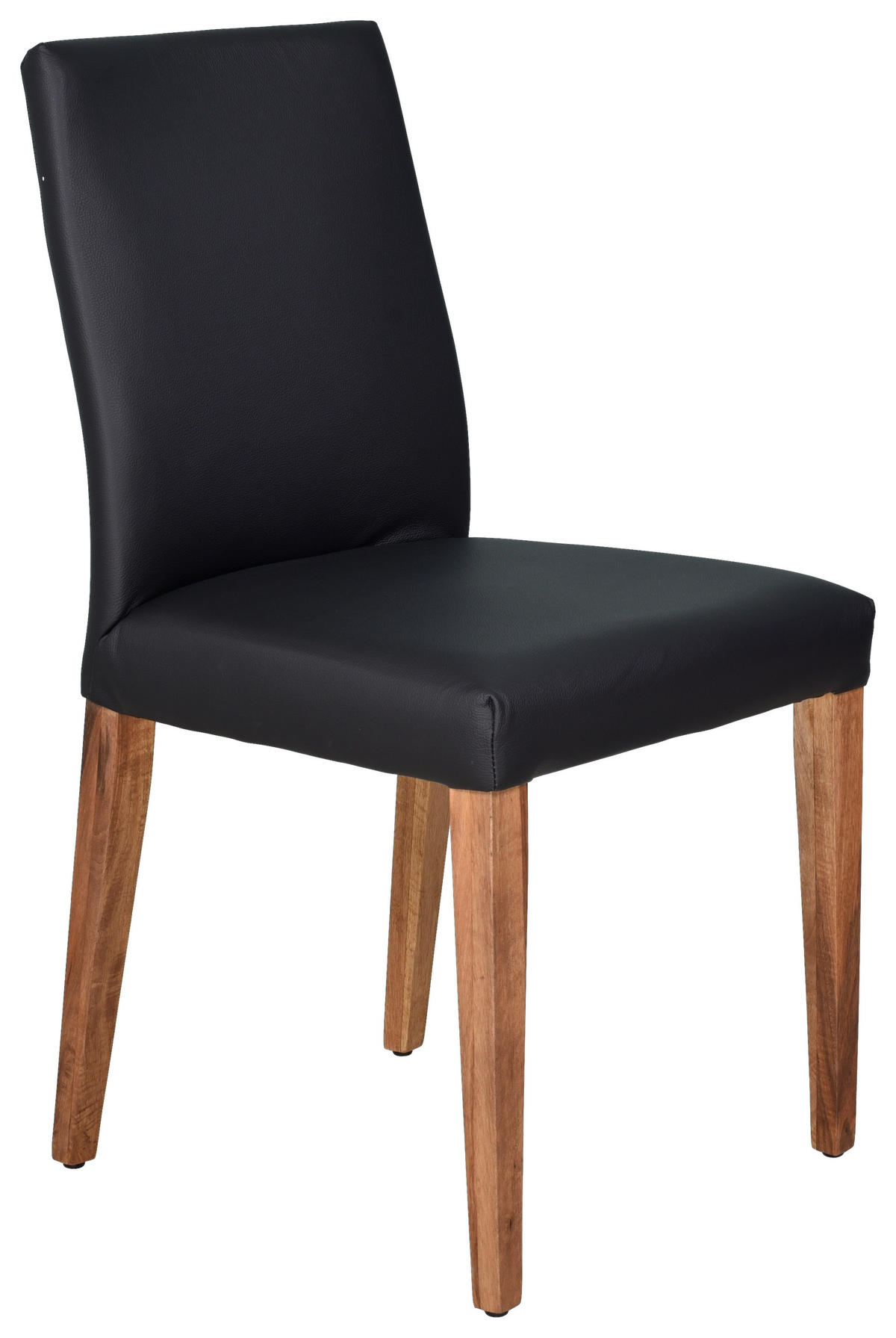 STUHL  in Echtleder  - Nussbaumfarben/Schwarz, Konventionell, Leder/Holz (45/89/44cm)