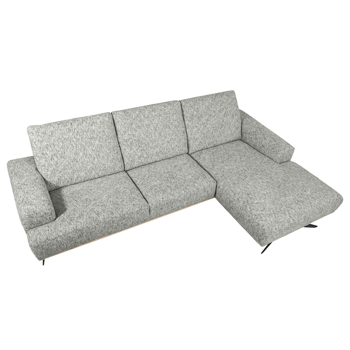 ECKSOFA PORTLAND in Struktur Grau Kopfteilverstellung  295/187 cm  - Schwarz/Grau, Design, Holz/Textil (295/187cm) - Livetastic