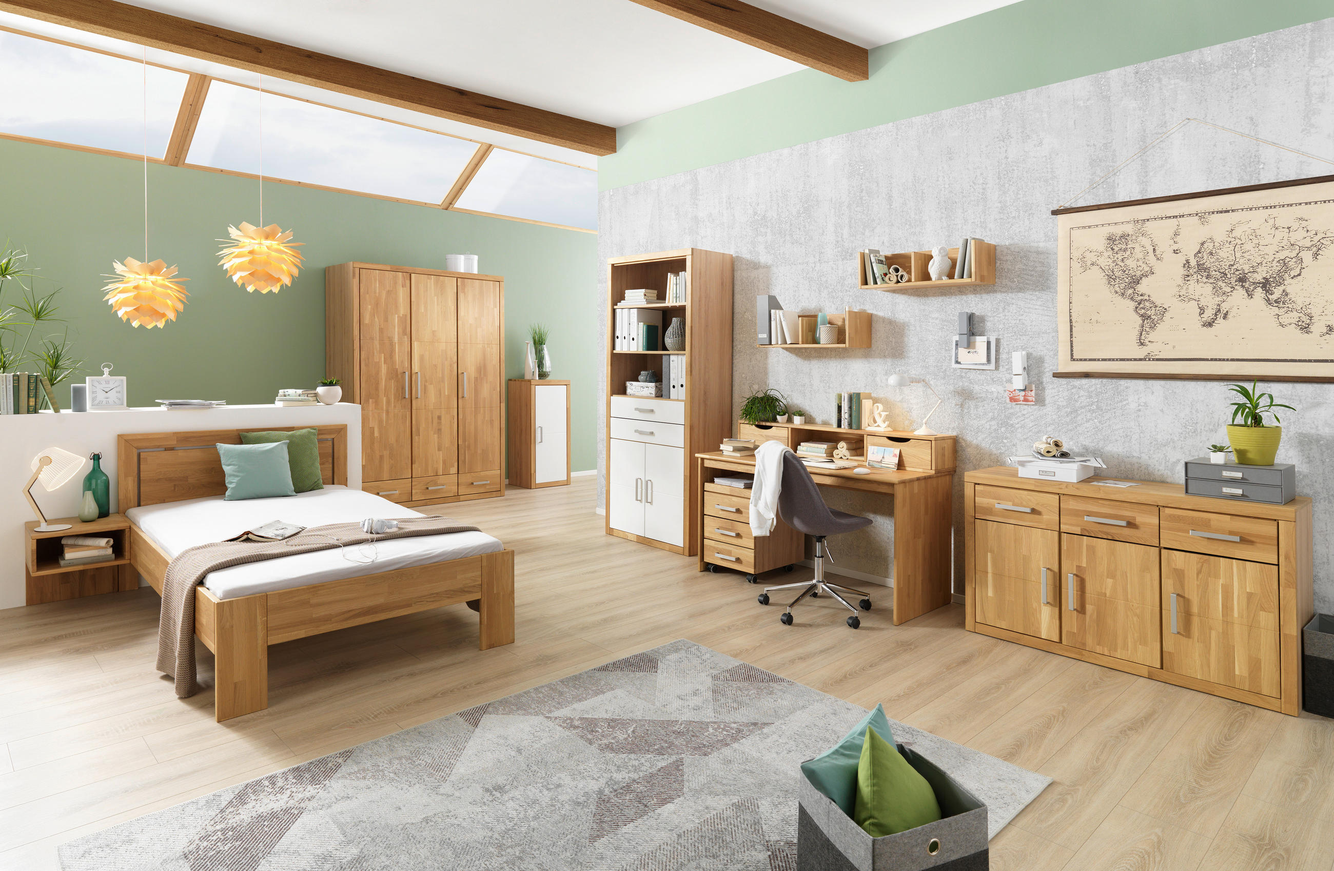 NACHTSCHRANK 40/44/40 cm Eiche teilmassiv  - Eichefarben, Natur, Holz (40/44/40cm) - Linea Natura