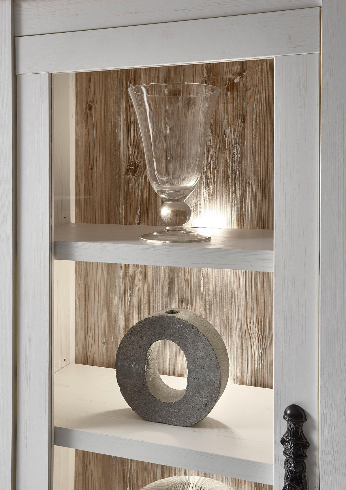VITRINE in Pinienfarben  - Schwarz/Pinienfarben, Design, Holzwerkstoff/Metall (71/146/37cm) - MID.YOU