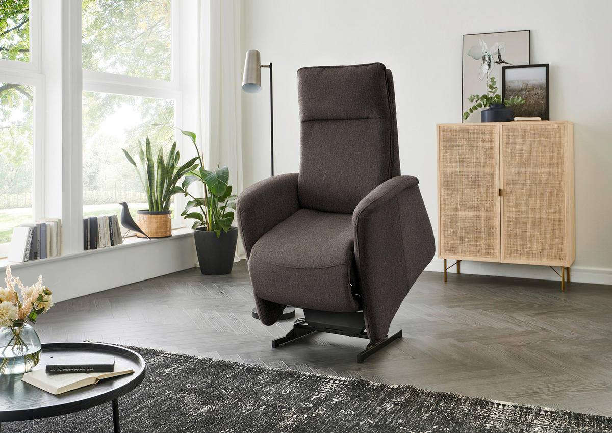 FERNSEHSESSEL in Chenille Graubraun  - Graubraun, Konventionell, Textil (79/114/87-176cm) - Valdera