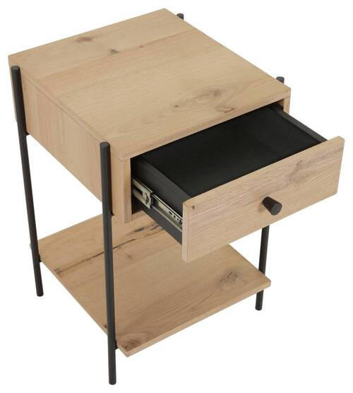 NACHTSCHRANK 40/60/40 cm Eiche furniert  - Eichefarben/Schwarz, Design, Holz/Holzwerkstoff (40/60/40cm) - Landscape