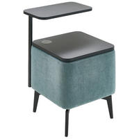 NACHTSCHRANK 48/44/75 cm  - Blaugrau/Schwarz, Design, Holzwerkstoff/Textil (48/44/75cm) - Hukla