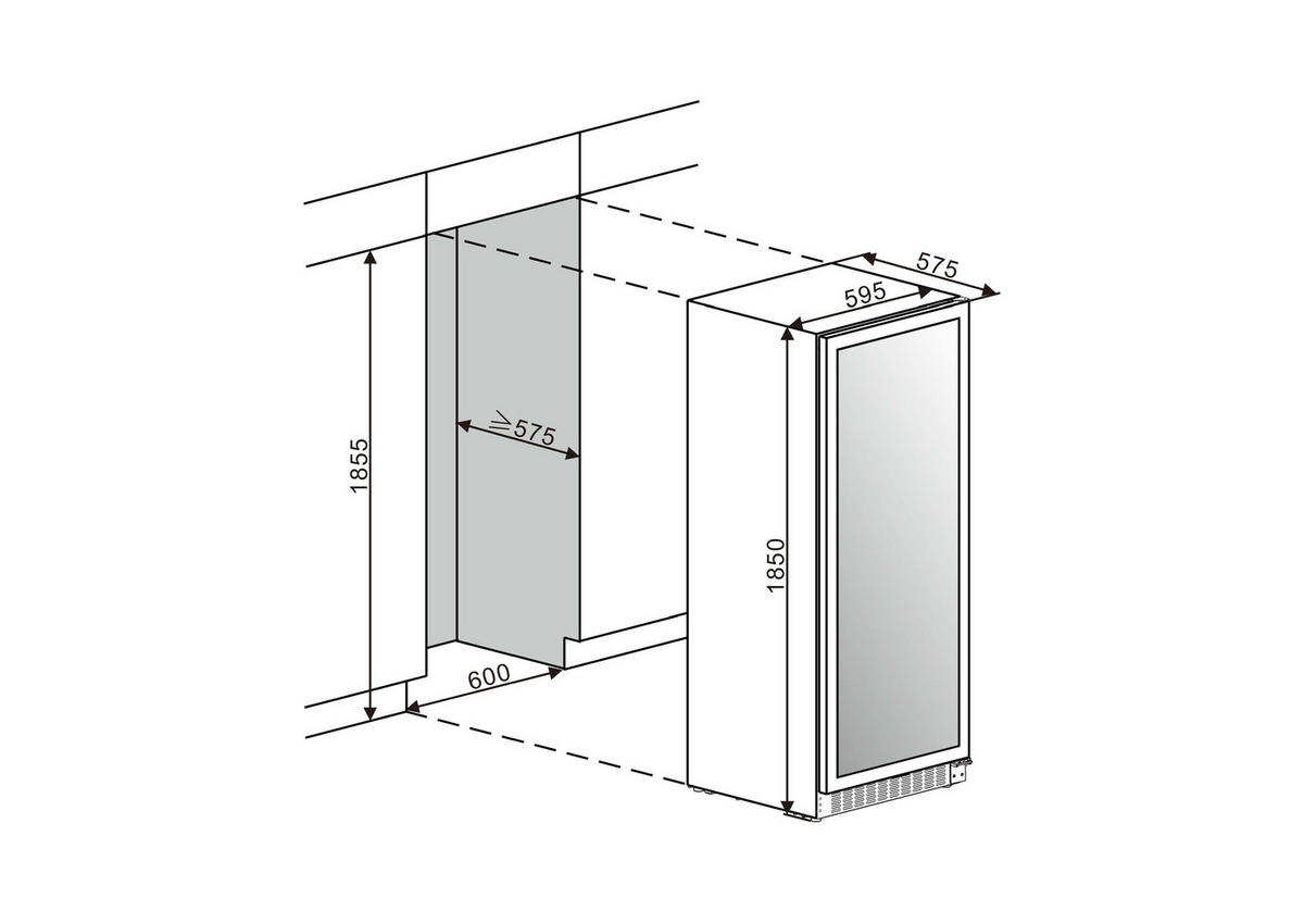 WEINKÜHLSCHRANK WK348100S  - Schwarz, Basics, Glas (59,5/185,0/57,5cm) - Amica