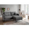 ECKSOFA in Cord Grau  - Schwarz/Grau, Basics, Textil/Metall (204/153cm) - Livetastic