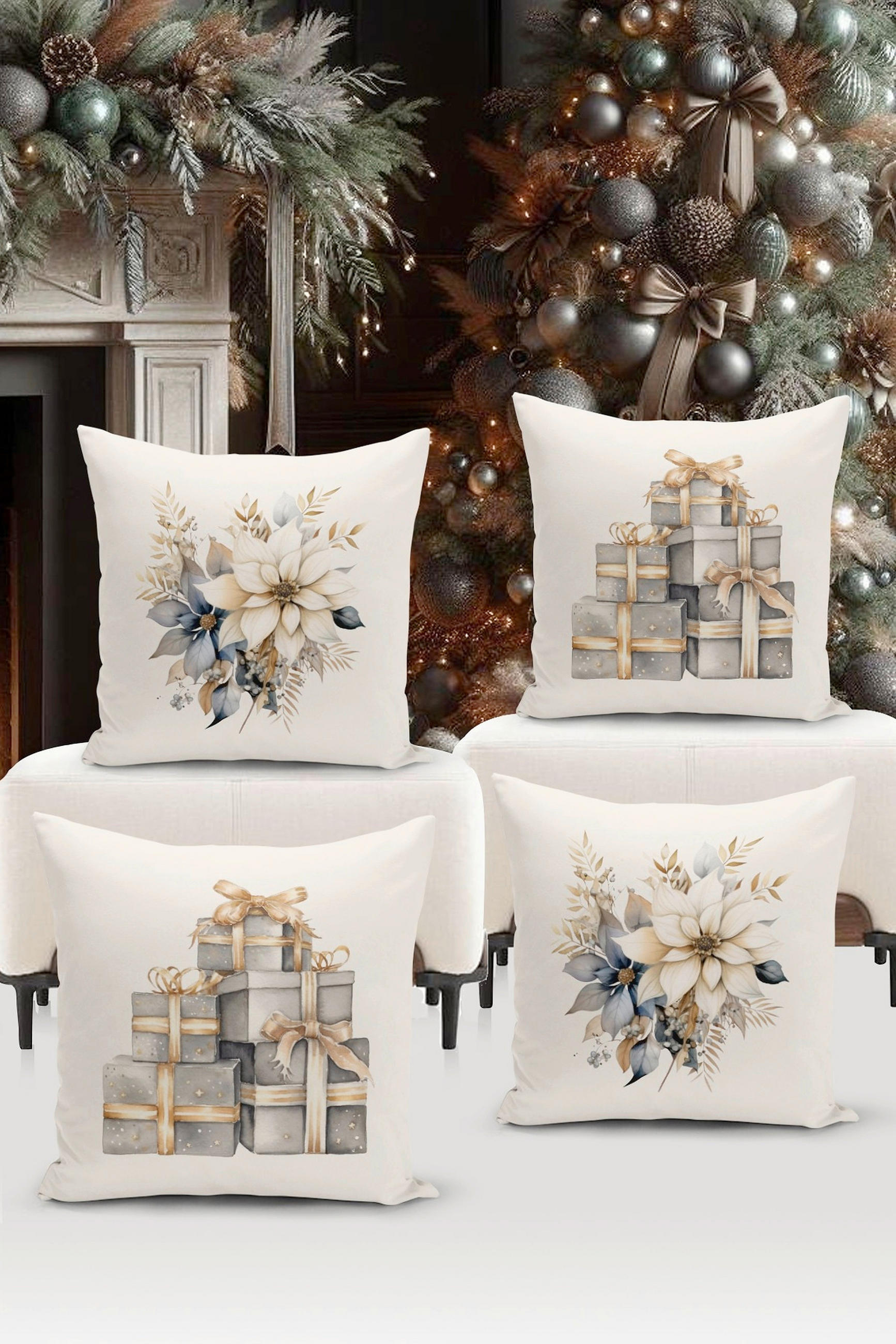 KISSENBEZUG-SET Artfchrst4-5 43/43 cm  - Multicolor, Basics, Textil (43/43cm) - X-Mas