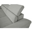 ECKSOFA inkl. Funktionen Grau Cord  - Silberfarben/Grau, Design, Textil/Metall (250/167cm) - Xora