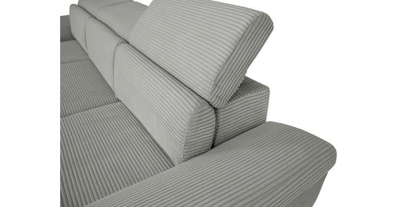 ECKSOFA inkl. Funktionen Grau Cord  - Silberfarben/Grau, Design, Textil/Metall (250/167cm) - Xora