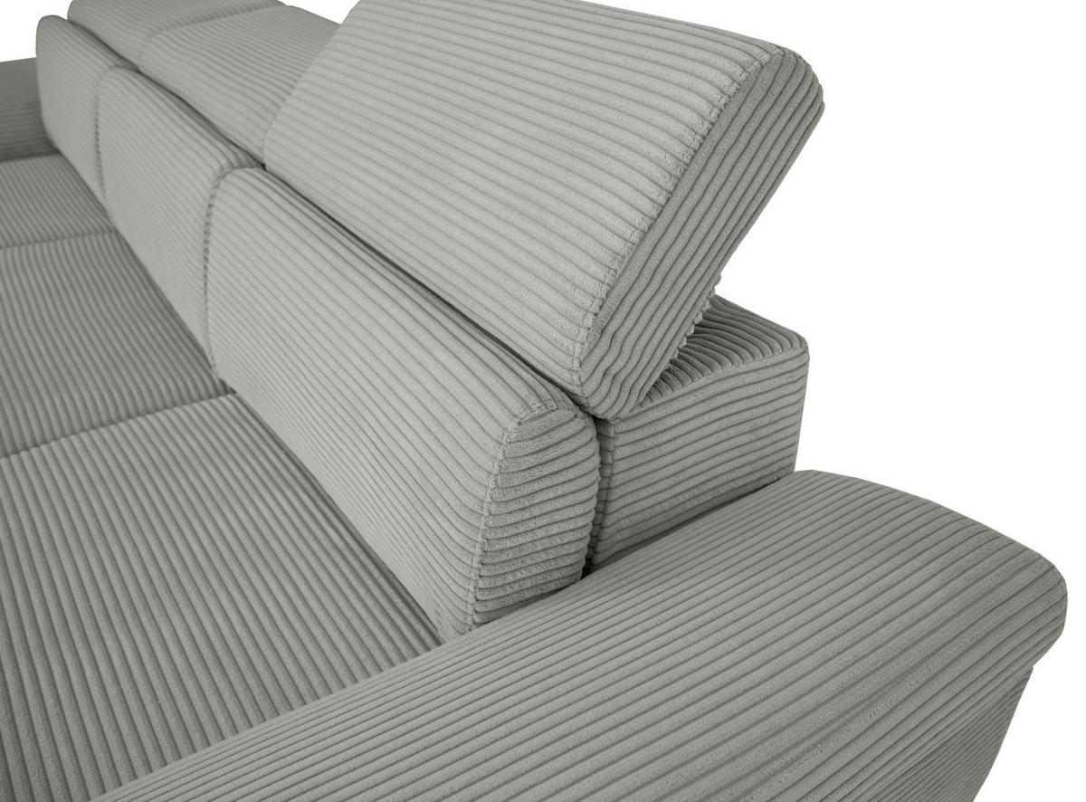 ECKSOFA inkl. Funktionen Grau Cord  - Silberfarben/Grau, Design, Textil/Metall (250/167cm) - Xora
