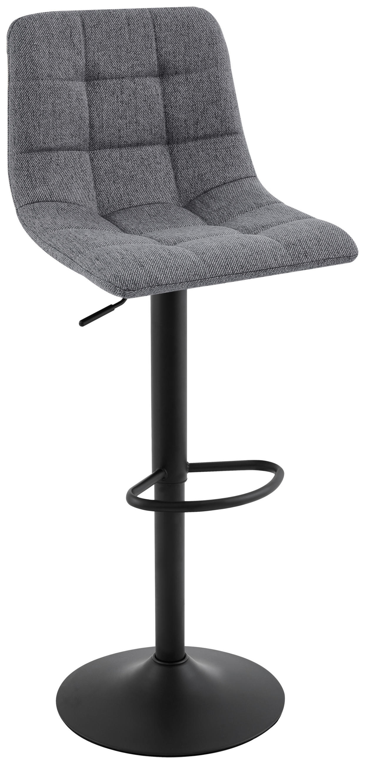 BARHOCKER Webstoff Grau, Schwarz Eisen Sitzfläche 360° drehbar  - Schwarz/Grau, Design, Textil/Metall (43/90-112/47cm) - Stylife