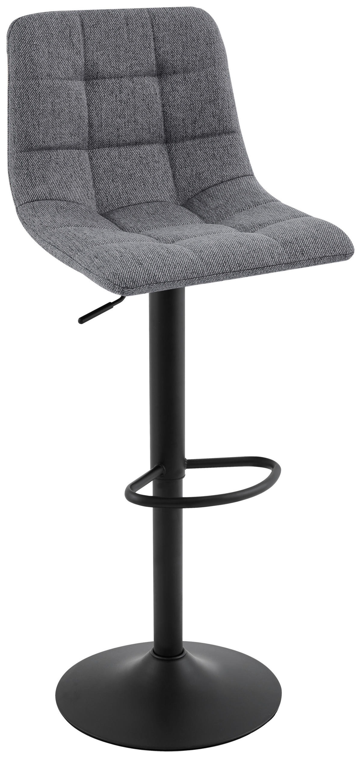 BARHOCKER Webstoff Grau, Schwarz Eisen Sitzfläche 360° drehbar  - Schwarz/Grau, Design, Textil/Metall (43/90-112/47cm) - Stylife