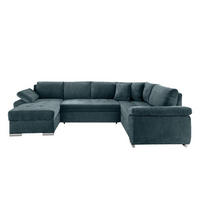 WOHNLANDSCHAFT in Mikrofaser Blau  - Chromfarben/Blau, KONVENTIONELL, Textil/Metall (157/305/219cm) - Livetastic