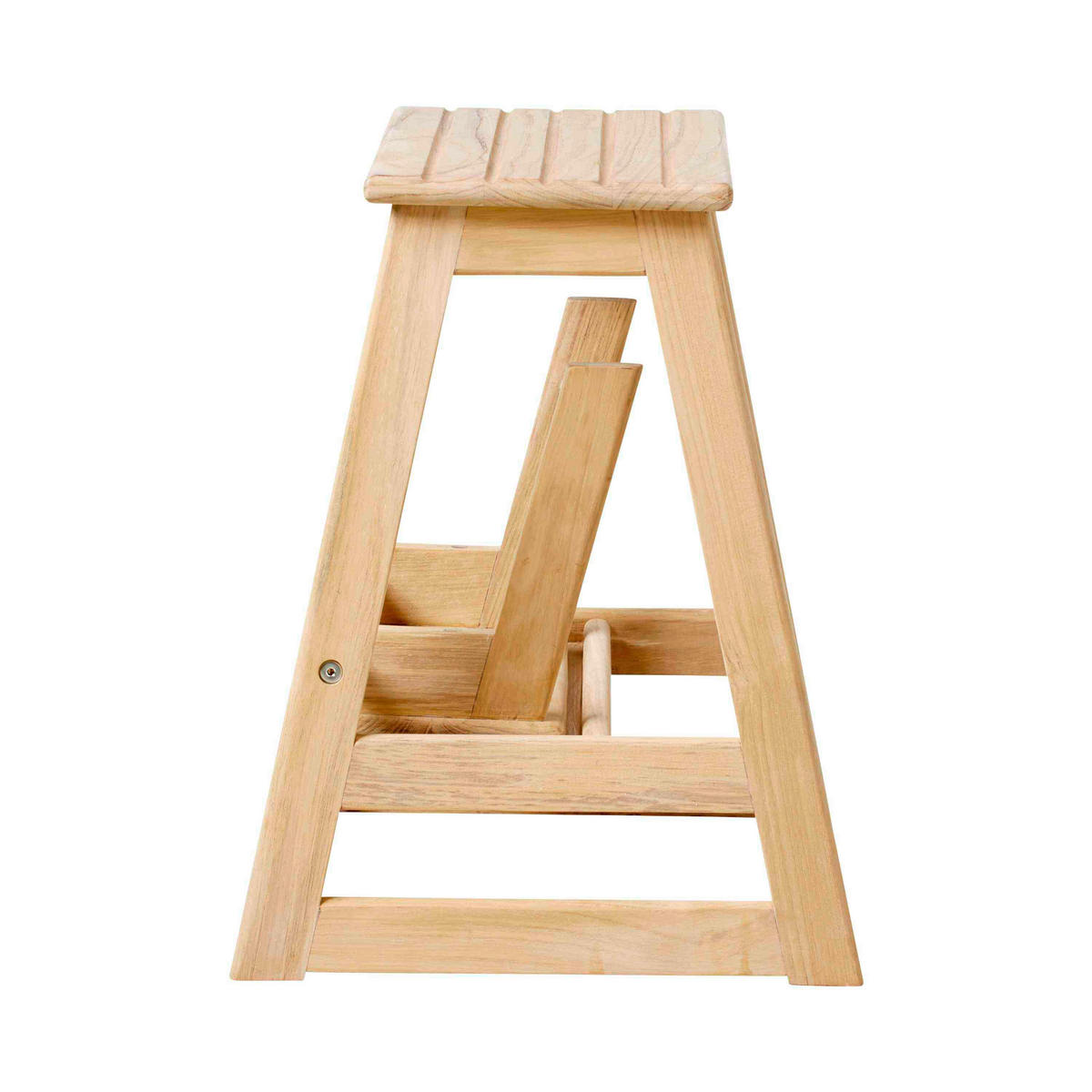 TRITTHOCKER SKALA  - Teakfarben, Natur, Holz (45,5/49/38,5cm) - Gardenson