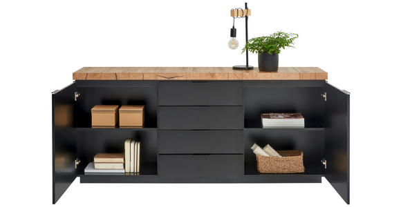 SIDEBOARD 180/80/40 cm  - Schwarz/Eiche Artisan, KONVENTIONELL, Holzwerkstoff/Metall (180/80/40cm) - Xora