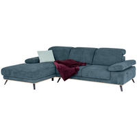 ECKSOFA ROYCE Blau Struktur  - Blau/Schwarz, MODERN, Textil/Metall (194/283cm) - MID.YOU