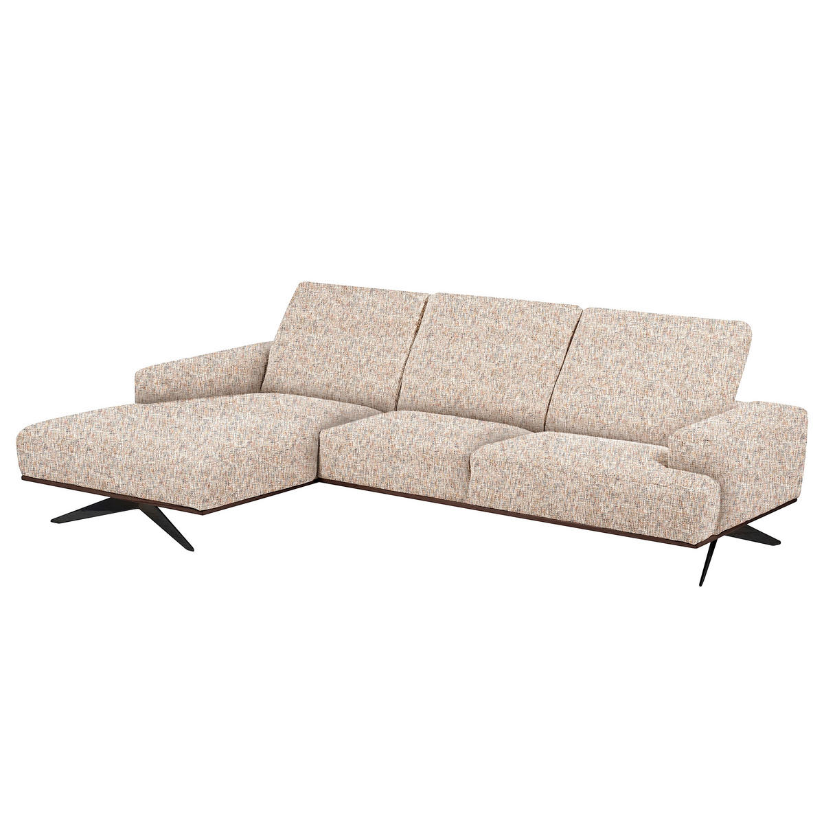 ECKSOFA PORTLAND in Struktur Blau, Gelb, Rot, Weiß Kopfteilverstellung  187/295 cm  - Blau/Gelb, Design, Holz/Textil (187/295cm) - Livetastic