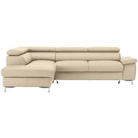 ECKSOFA  in Echtleder Beige  213/268 cm  - Chromfarben/Beige, Design, Leder/Metall (213/268cm) - Stylife
