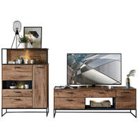 HYLLKOMBINATION  i grafitfärgad, ekfärgad  289/151/48 cm  - grafitfärgad/antracit, Modern, metall/trämaterial (289/151/48cm) - Livetastic