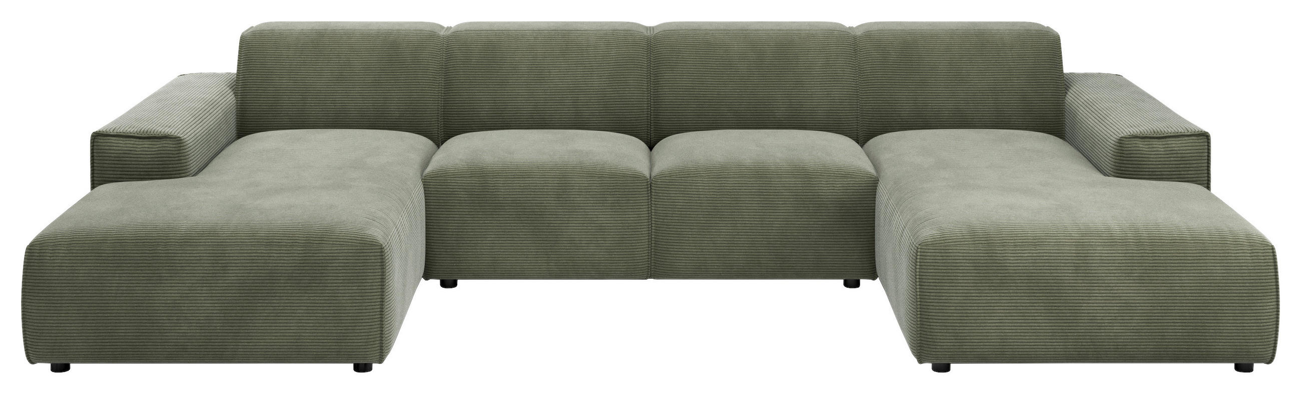 WOHNLANDSCHAFT Khaki Cord  - Khaki/Schwarz, MODERN, Kunststoff/Textil (189/340/189cm) - Pure Home Lifestyle